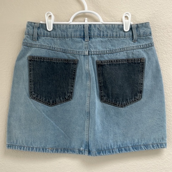 Wild Fable Color Block Blue Denim Jean Mini Skirt, Small, 100% Cotton Western - Picture 6 of 11